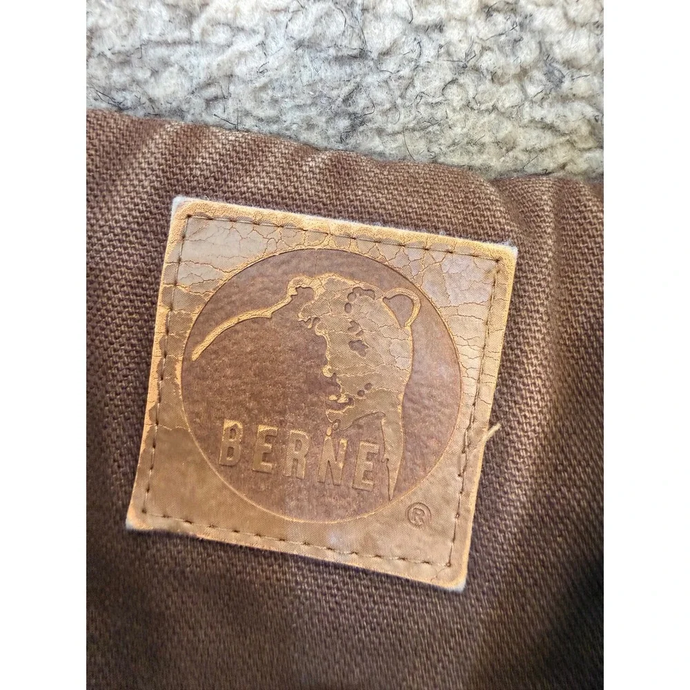 Berne Mens Brown Duck Canvas Sherpa Lined Hooded Work Jacket HJ626BB Large